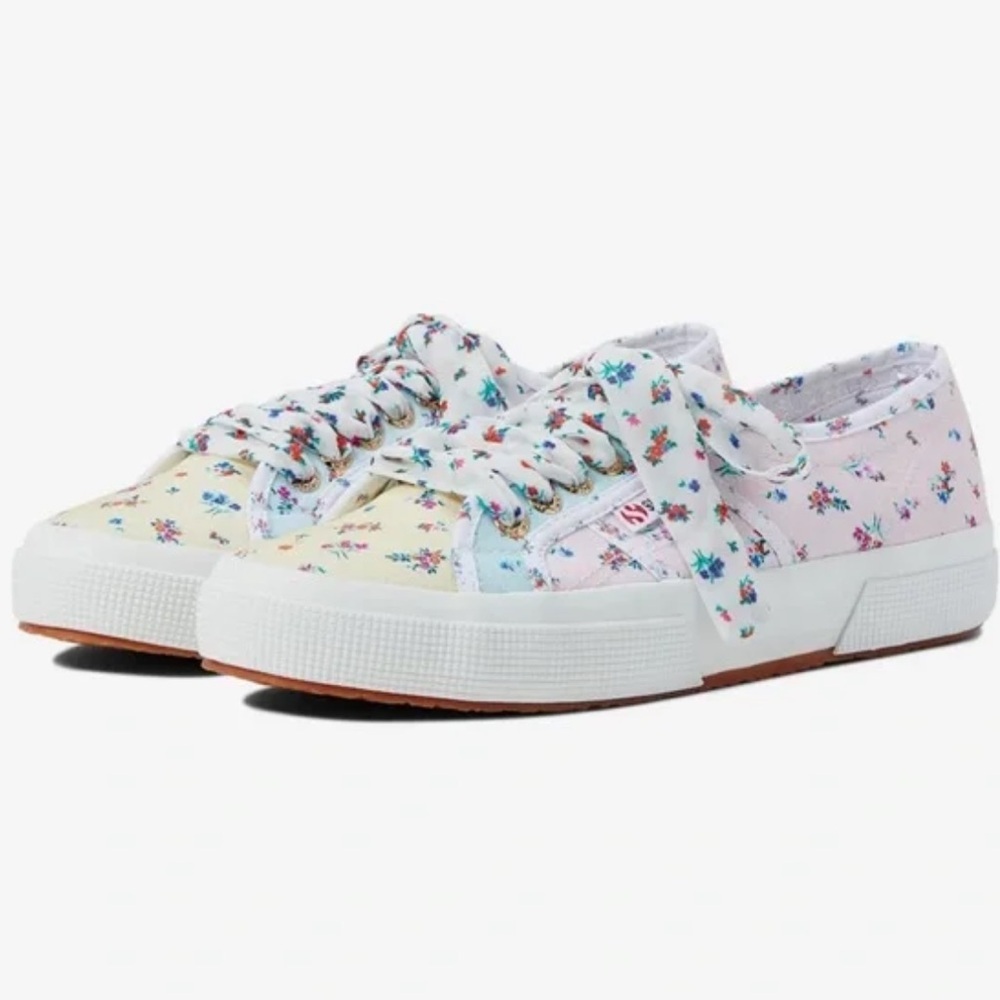 Superga 2750 Flower Sneakers Mixed Pastel Flower Print Canvas Lace-Up Trainer 8 - Picture 3 of 12